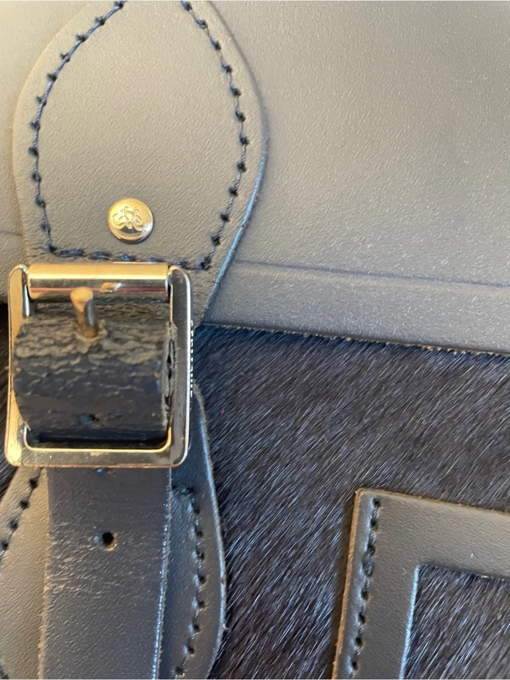 🇬🇧 The Cambridge Satchel Company-Black Leather and Calf Skin Messenger Bag
